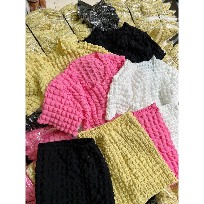 Set áo croptop kèm chân váy xốp dễ thương chơ nữ đi chơi dạo phố cực đẹp