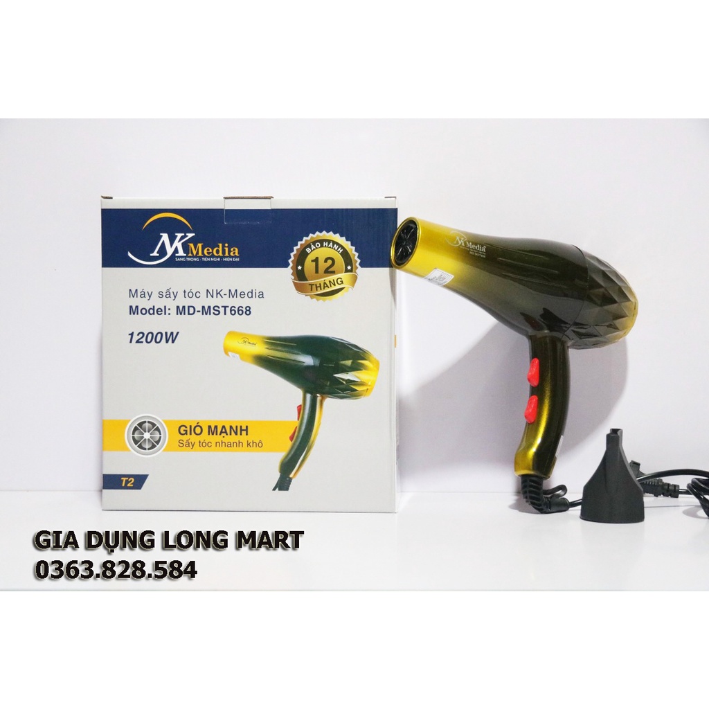 Máy Sấy Tóc NK Media MD-MST668, Công xuất 1200W Sấy Khô Nhanh Không Lo Sơ Tóc