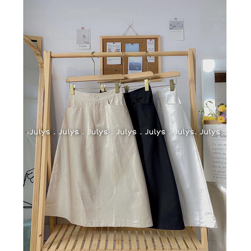 Chân Váy Kaki Dài Dáng Chữ A Lưng Chun Sau M8801