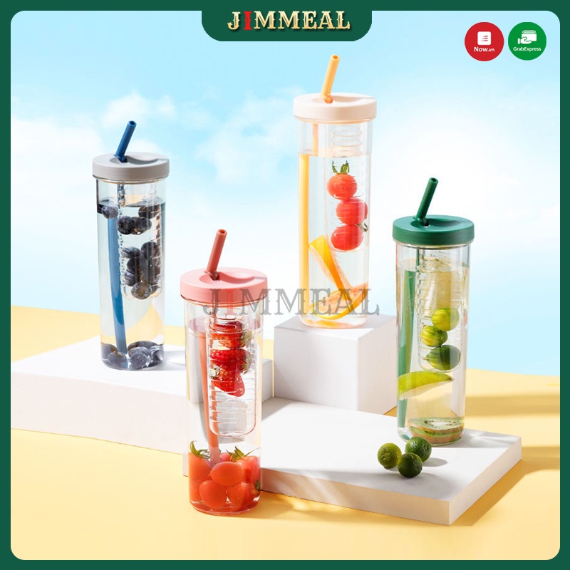 Bình Nước Detox Văn Phòng, Bình Đựng Nước Có Ngăn Lọc Trà Kèm Ống Hút Dung Tích 700ml