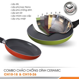 COMBO 2 CHẢO CHỐNG DÍNH CERAMIC COMET CH10-18&26