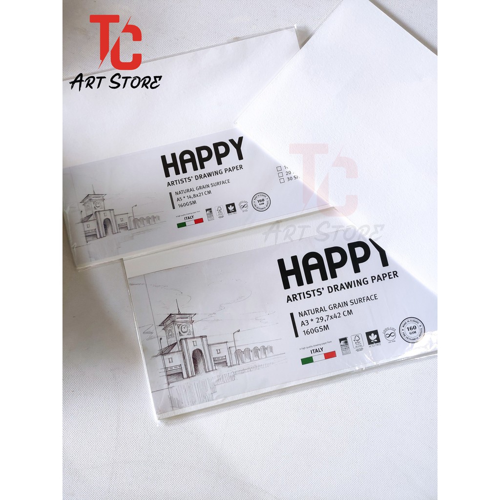 Giấy Vẽ Happy 200gsm A5/A4/A3 - Xấp 10 tờ