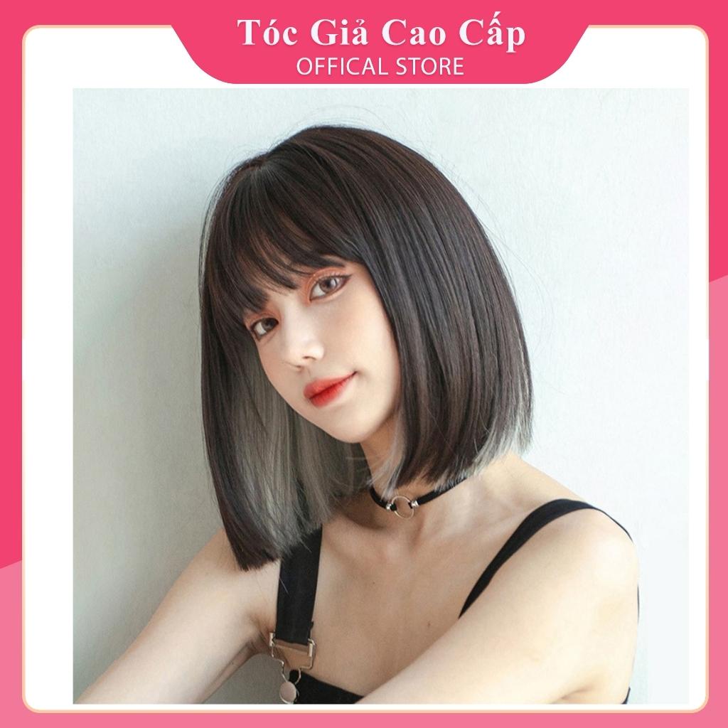 Tóc giả nữ nguyên đầu vic ngắn line xám, tặng kèm lưới trùm tóc giả.