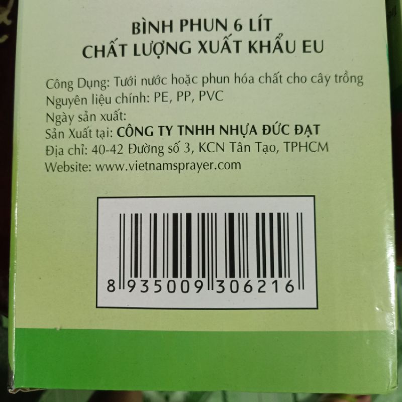 Bình Xịt Tưới Cây Dudaco 6L - Bình Phun 6l Xuất Khẩu SR06