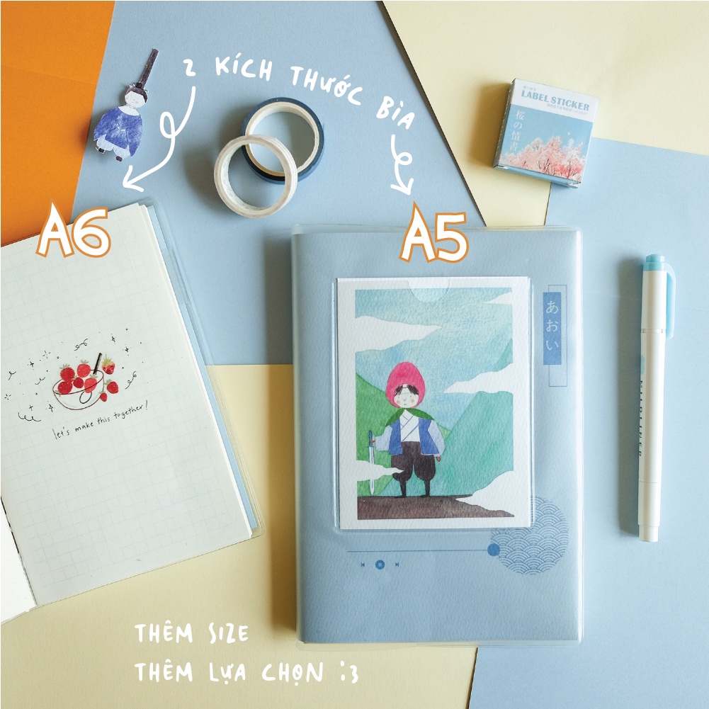 Sổ bìa nhựa Palette series A6  6 màu bìa- 2 kích thước - 4 loại ruột -16 postcards đi kèm