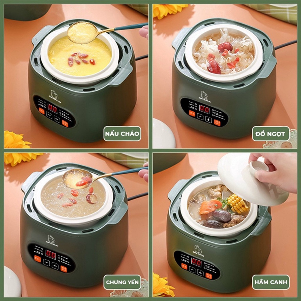 Nồi Nấu Cháo Chậm Cho Bé Baby Duckyy, Hầm Cháo Chậm, Ninh Đa Năng Cho Bé_Baby Duckyy KALI 001 0.8L_Kèm Lồng Hấp BH