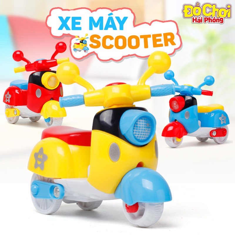 Xe máy Scooter cho bé - Đồ chơi trẻ em xe Moto tay ga mô phỏng bánh đà quán tính Đồchơitrẻem