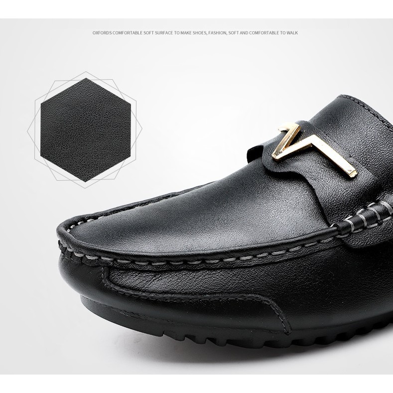 free Good Leather Casual Soft Men Driving Shoes Giày đế bằng Thiết kế kim loại thoáng khí uy tín Uy Tín 2020 .