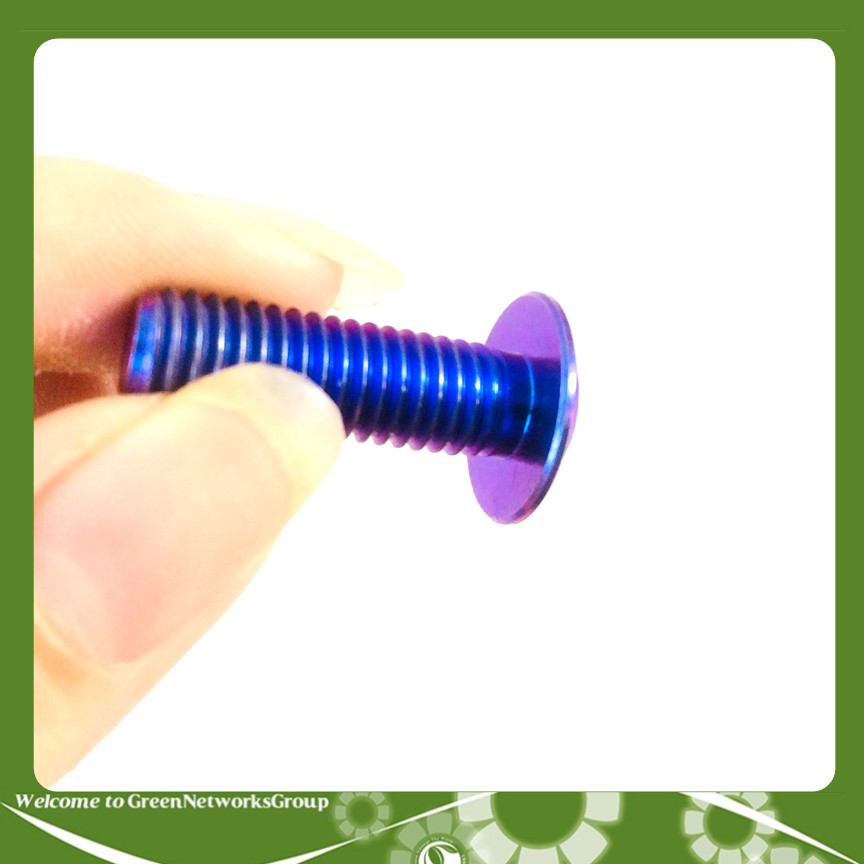 Ốc titanium GR5 đầu dù 8 ly 25 mỏng màu xanh - Greennetworks