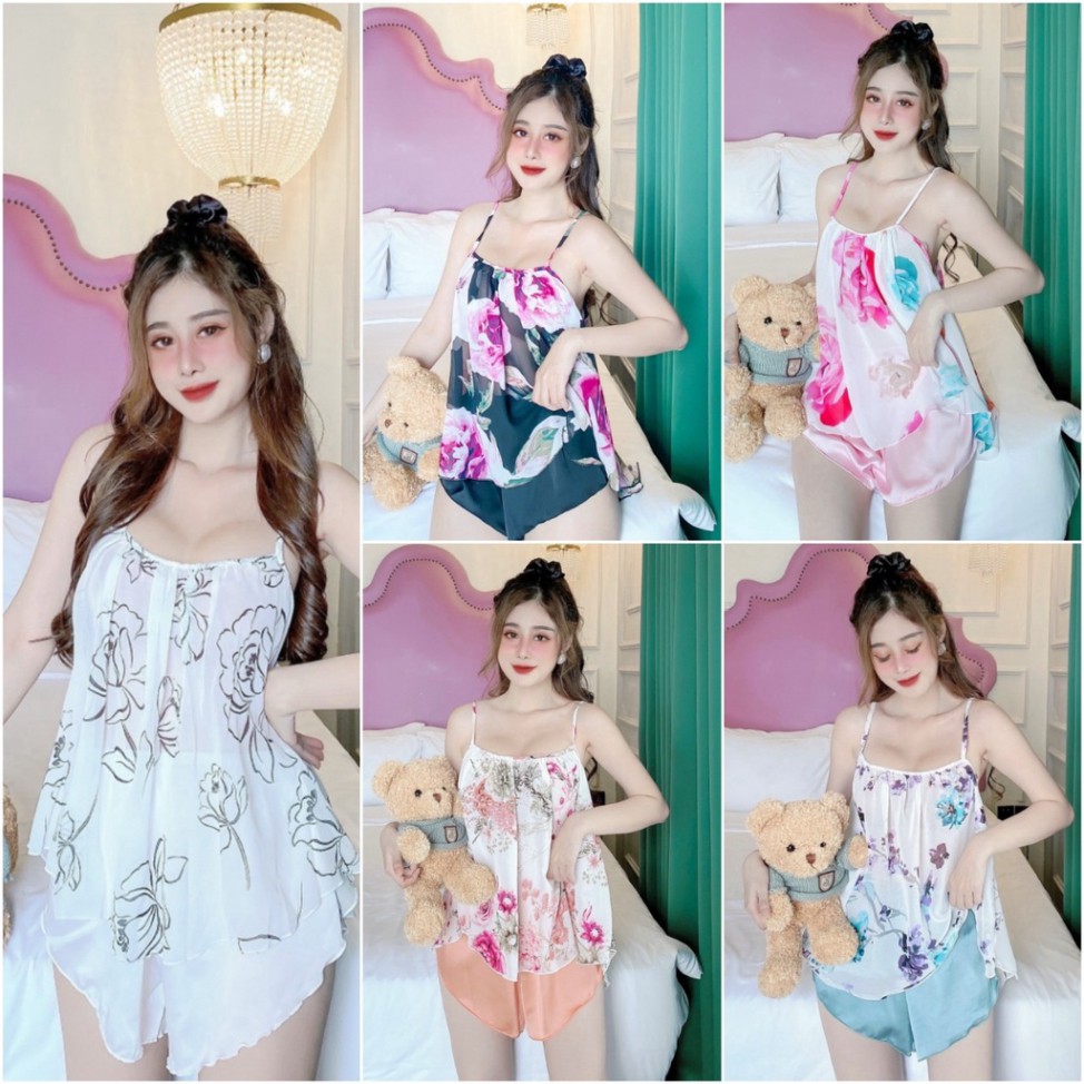 [ẢNH CHỤP THẬT] Đồ ngủ sexy nữ 🥰Free ship🥰 Bộ yếm Voan Tơ  sexy satin phối voan size <65kg Đường May Kĩ | BigBuy360 - bigbuy360.vn