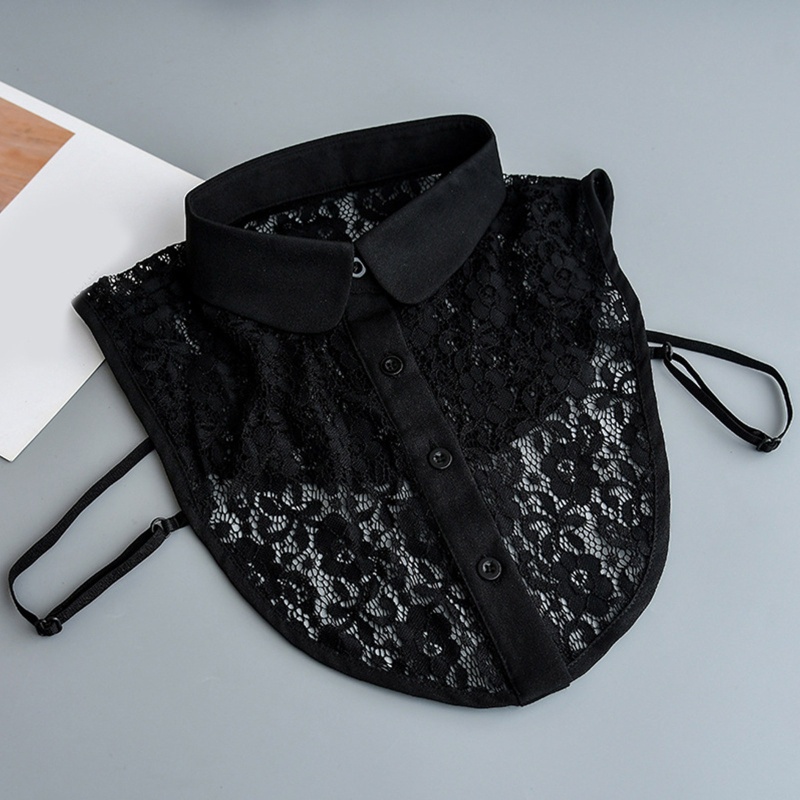 Áo Sơ Mi Nữ Nửa Cổ Ren Rỗng Tháo Rời Được In Họa Tiết Hoa