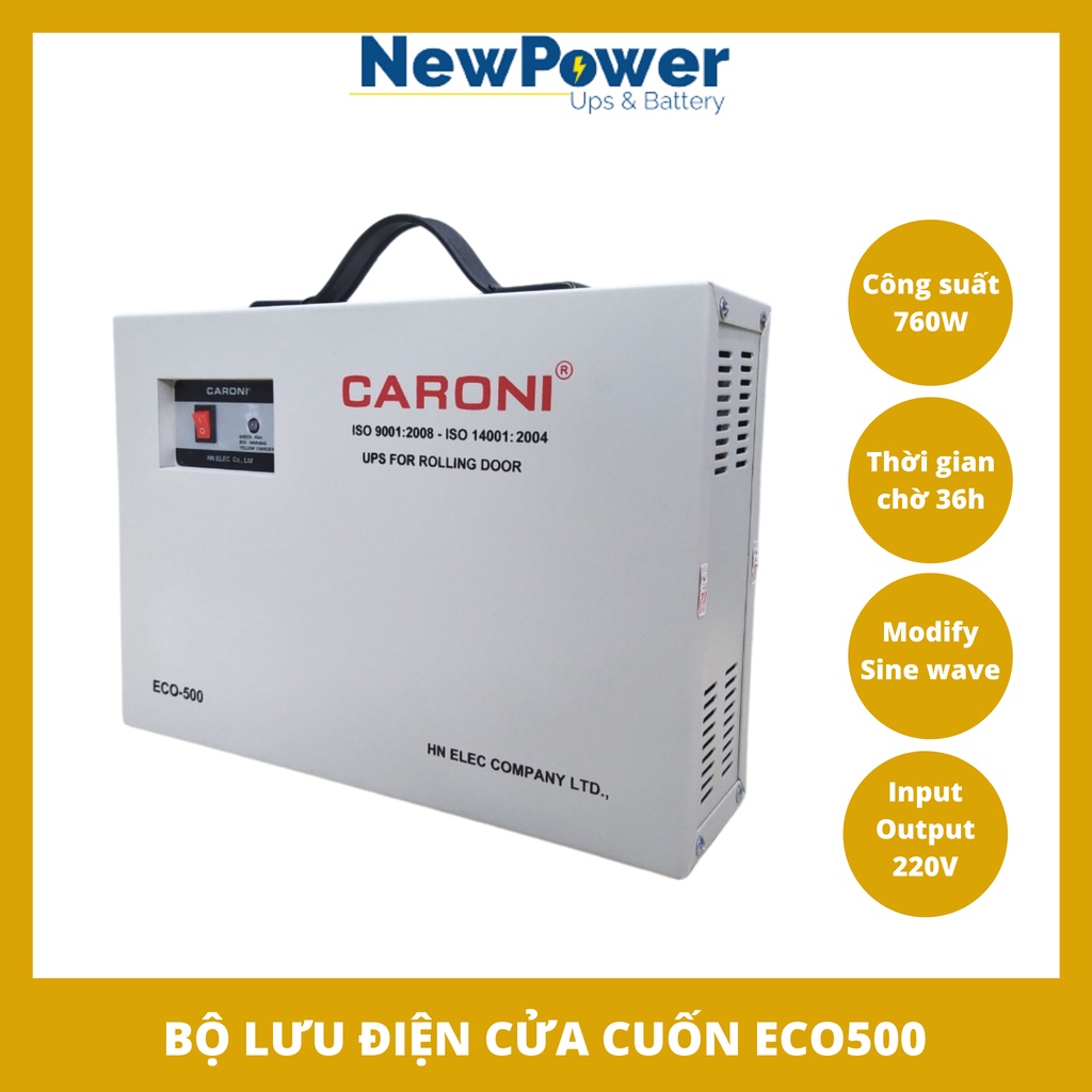 Bộ lưu điện cửa cuốn Hanotech ECO500, Dùng cho motor cửa cuốn 300kg-500kg, mới 100%, Bảo hành 12 tháng