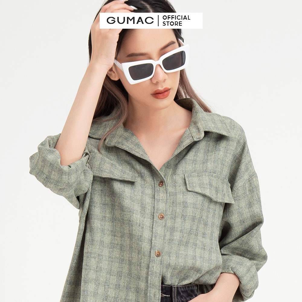 Áo sơ mi nữ phom rộng GUMAC đồ công sở thanh lịch AB421 | BigBuy360 - bigbuy360.vn