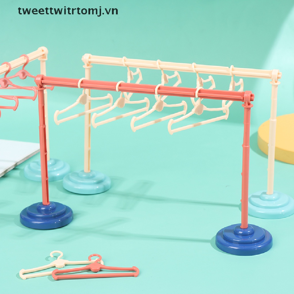Giá phơi đồ/ 10 Móc treo quần áo búp bê tỉ lệ 1/ 6 1/ 8 1/ 12 dễ thương