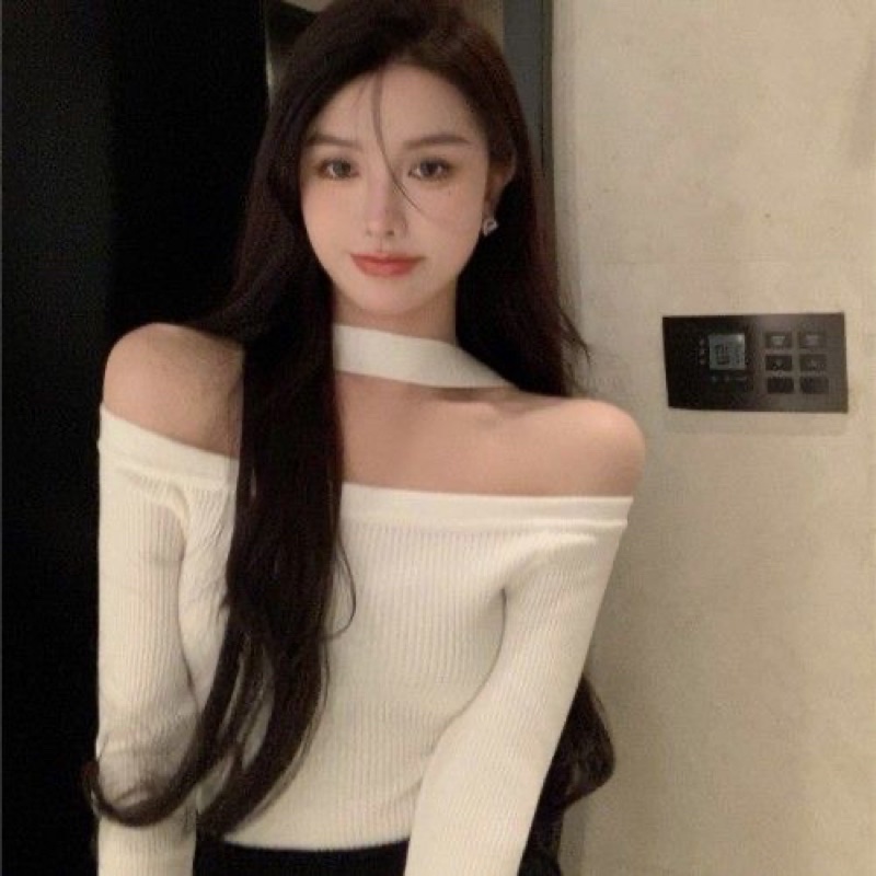 Áo len nữ trễ vai mặc được 2 kiểu cực xinh phong cách ulzzang Hàn Quốc