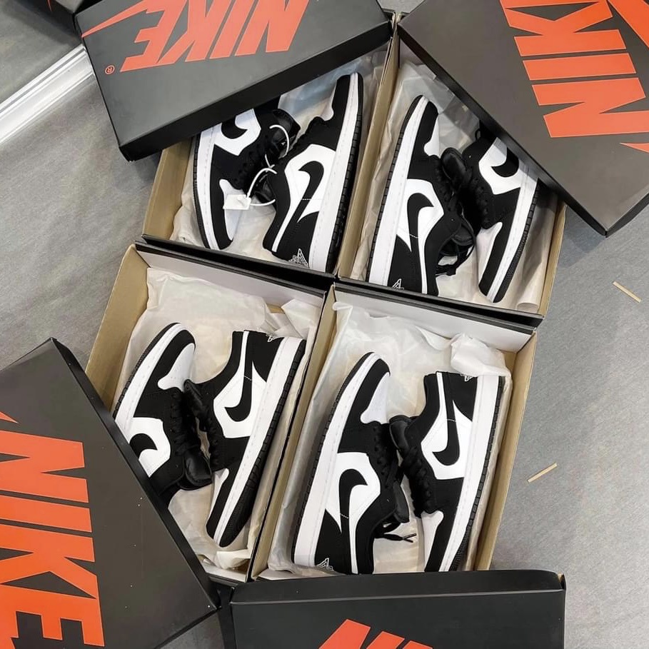 Giày thể thao Jordan 1 Low đen trắng, giày sneaker JD1 cổ thấp cao cấp nam nữ full box bill
