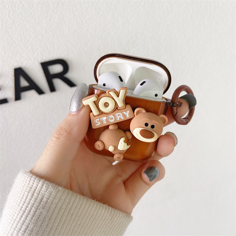 Vỏ bao đựng tai nghe airpod gắn charm Gấu nâu bảo vệ bao tai nghe không dây bluetooth airpod1 2 3 pro