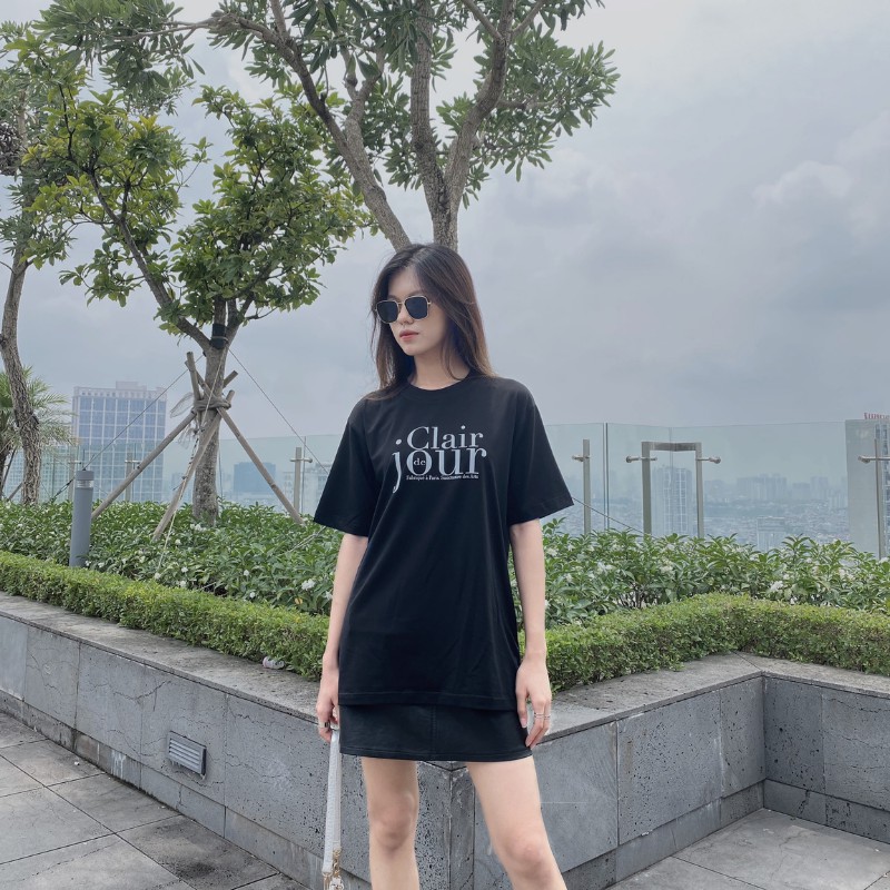 Áo thun tay lỡ Hustle phông unisex nam nữ Cotton 100% 4 chiều cao cấp Clair de Jour