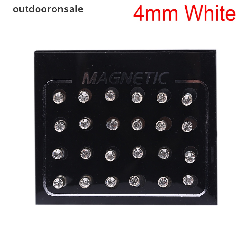 24 Khuyên tai tròn từ tính không cần bấm lỗ đính đá