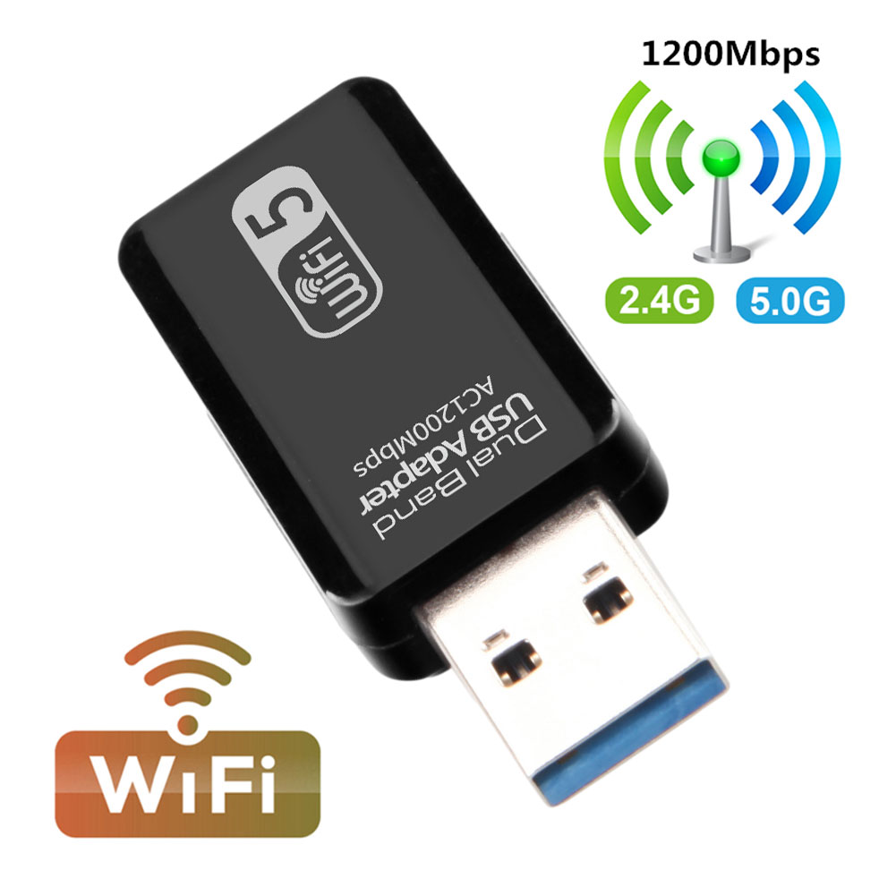 TZ Bộ chuyển đổi Wi-Fi USB 5Ghz AC 1200Mbps Bộ chuyển đổi Wi-Fi Băng tần kép USB 3.0 Ethernet 2.4G Ăng-ten Wi-Fi 5G