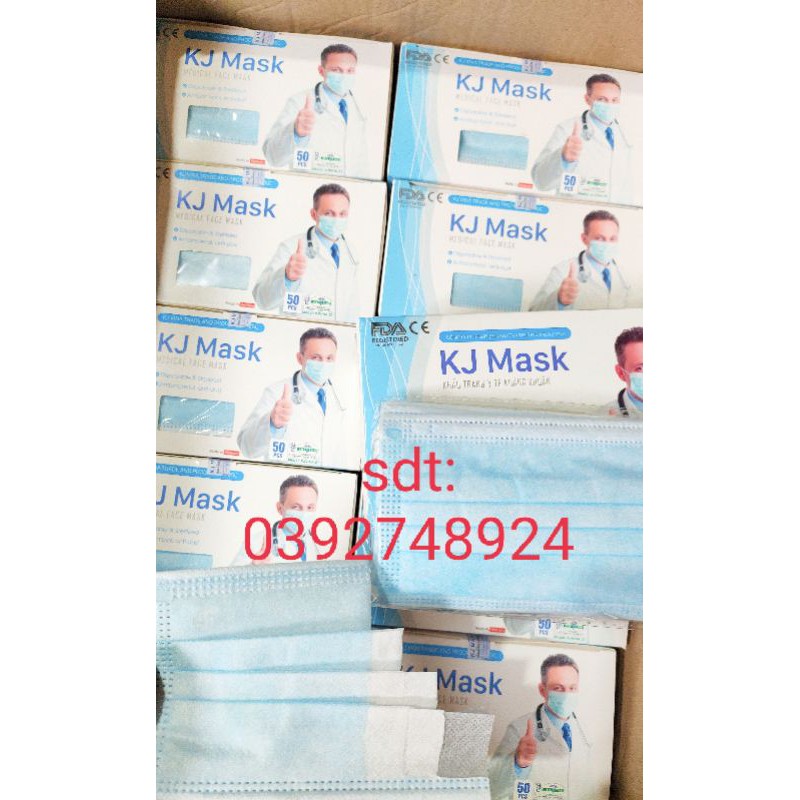 Hộp 50 cái Khẩu Trang Y Tế, Khẩu Trang 4 Lớp Kháng Khuẩn AMI - KJ MASK