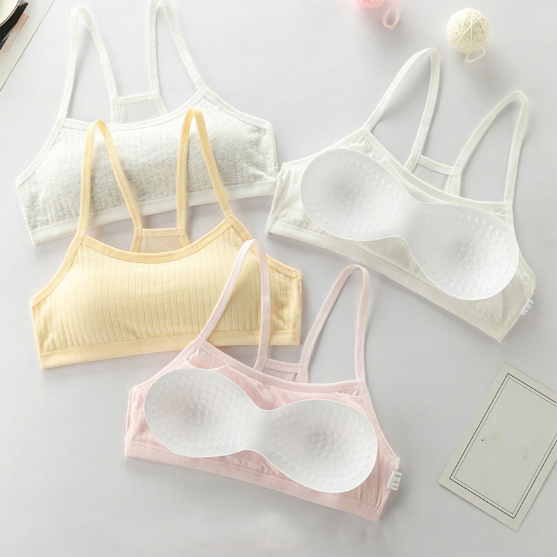 Haha Áo Lót Lưới Cotton Có Đệm Ngực Màu Trơn Dây Đeo Sau Lưng Tập Luyện Cho Nữ Tuổi Teen Underwe
