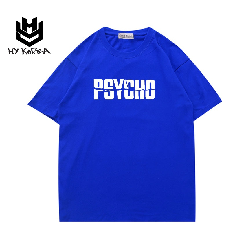 Áo Thun HY Korea Nam Nữ Form Rộng Tay Ngắn In Hình PSYCHO Chính Hãng, Vải Cotton 75% Co Giãn 4 Chiều, DC232
