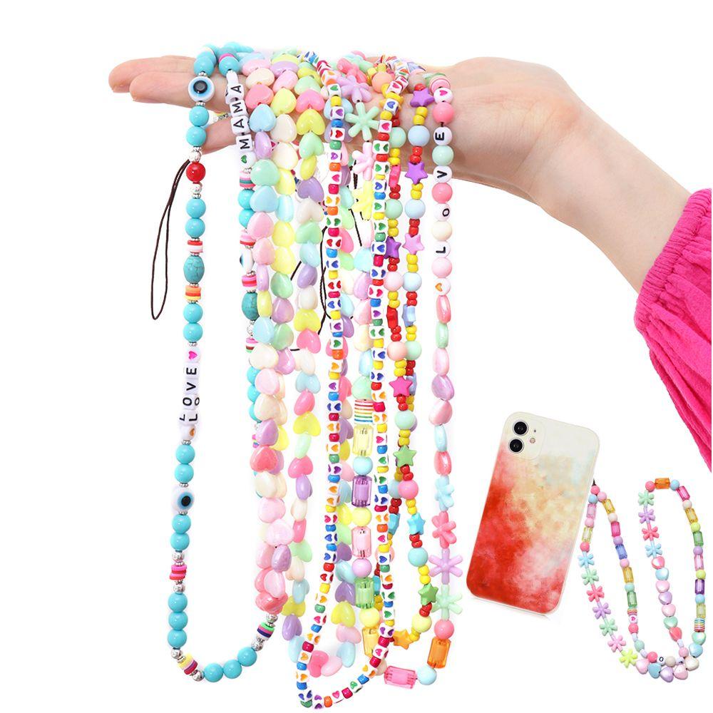 MYRON Universal Phone Hanging Rope Lanyard  for Keys Acrylic Mobile Phone Chain Necklace Strap Bracelet Long Multicolor Lady Girls Gift Bead Chain