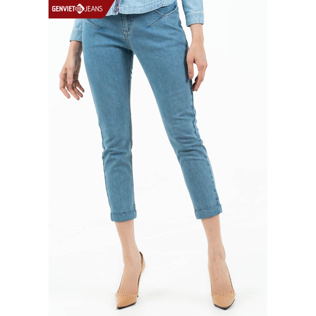 [Mã FASHIONMALLT4 giảm 15% đơn 150k] Quần dài Jeans Nữ DQ107J768 GENVIET