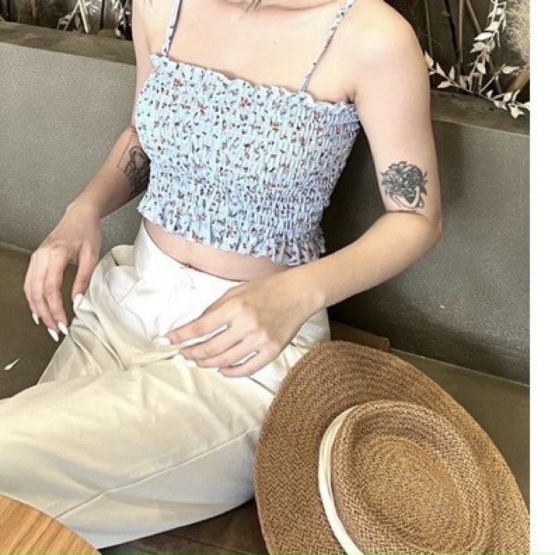 ÁO HAI DÂY CROPTOP HOA NHÍ NHÚN BÈO XINH XẮN DỄ THƯƠNG CRT50