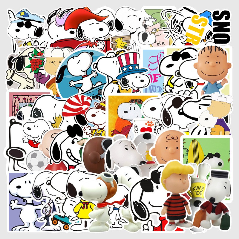 Set 50 Miếng Dán Trang Trí Chống Thấm Nước Hình Chú Cún Snoopy Đáng Yêu