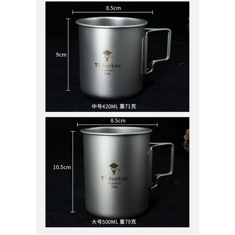 Cốc Uống Nước Bằng Titan Nguyên Chất Có Thể Gấp Gọn Tiện Dụng Mang Theo Du Lịch Cắm Trại