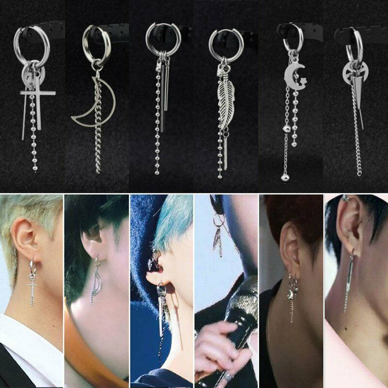 ✨✨Đen Punk Không Phẫu Thuật Thép Bông Tai Nam Nữ Nhỏ Vintage Hip Hop Tai Phụ Kiện Trang Sức Bông Tai Bán Buôn