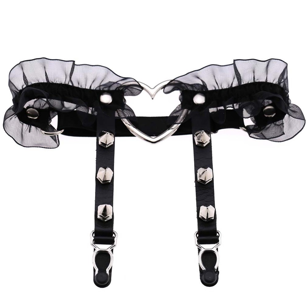 Dây nịt bít tất hình trái tim phong cách Gothic cho nữ