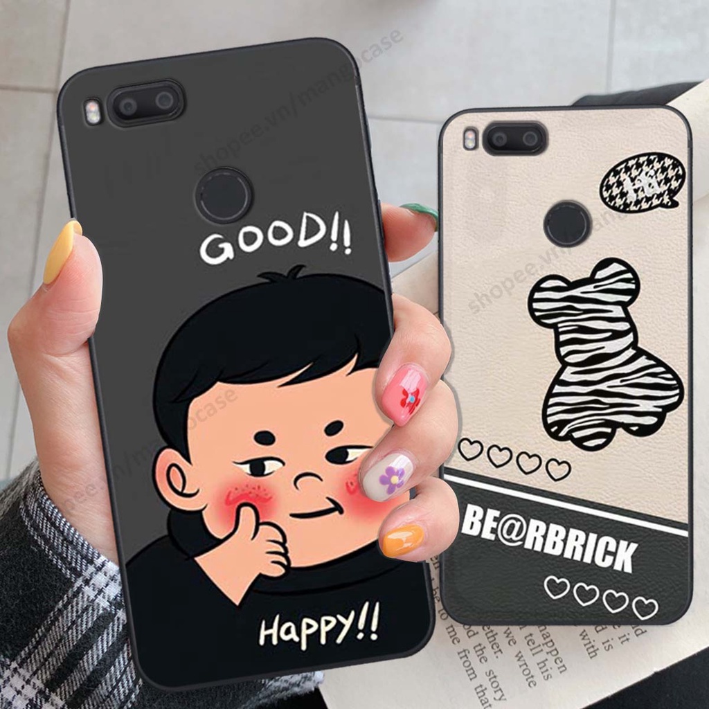 Ốp lưng Xiaomi Mi A1 in hình happy nice, bé gấu đáng yêu