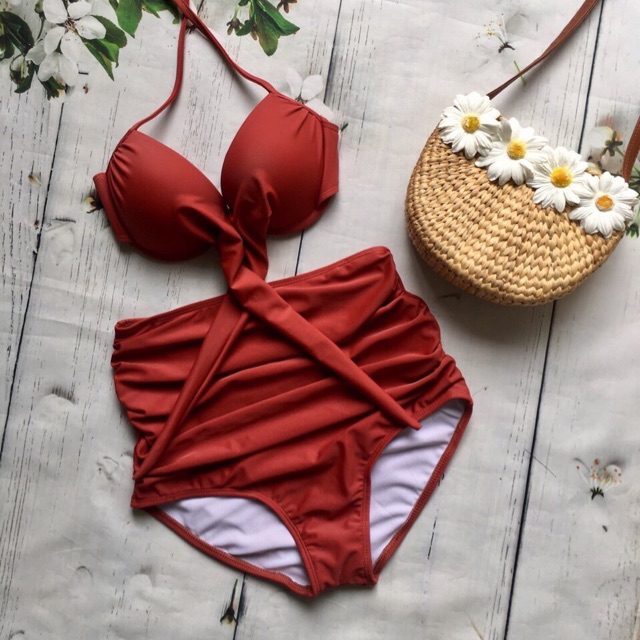 [ ẢNH THẬT+ FREESHIP] Bikini cúp ngực nơ đỏ
