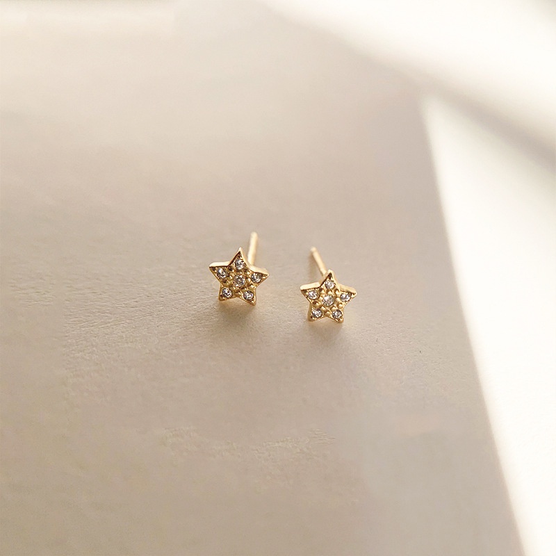 We Flower Bông Tai Mạ Vàng 14K Đính Đá Zircon Hình Ngôi Sao Thanh Lịch Thời Trang Phong Cách Hàn Quốc Cho Nữ