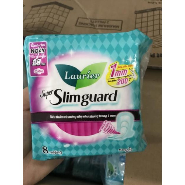 Băng vệ sinh Laurier Super Slimguard 8 miếng siêu siêu mỏng có cánh ( 25 cm )