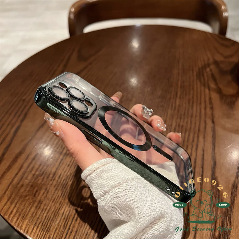 Ốp Điện Thoại Mềm Khung Mạ Điện Hít Nam Châm Cho Iphone 14 13 12 11 Pro Max / 14 Plus