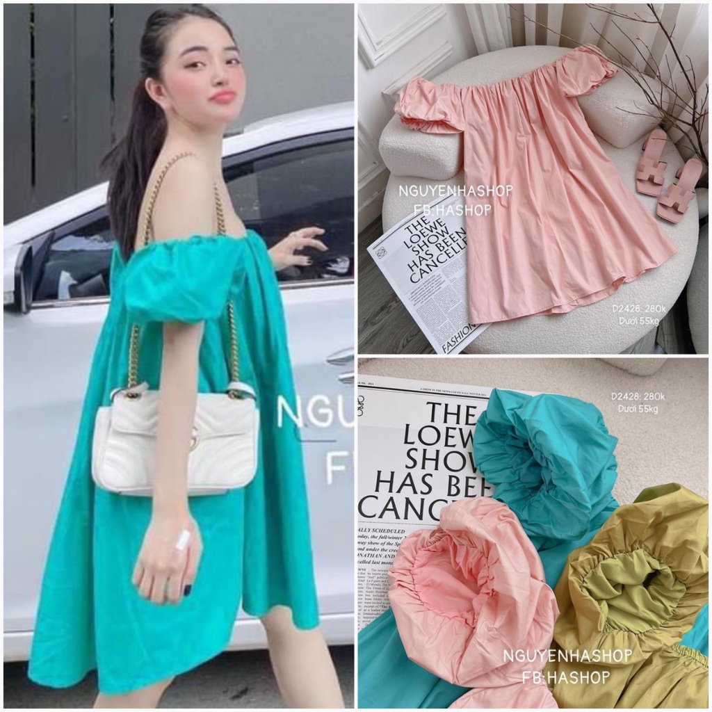 váy babydoll cộc tay vai bồng, đầm babydoll trơn 3 màu xinh xắn | BigBuy360 - bigbuy360.vn