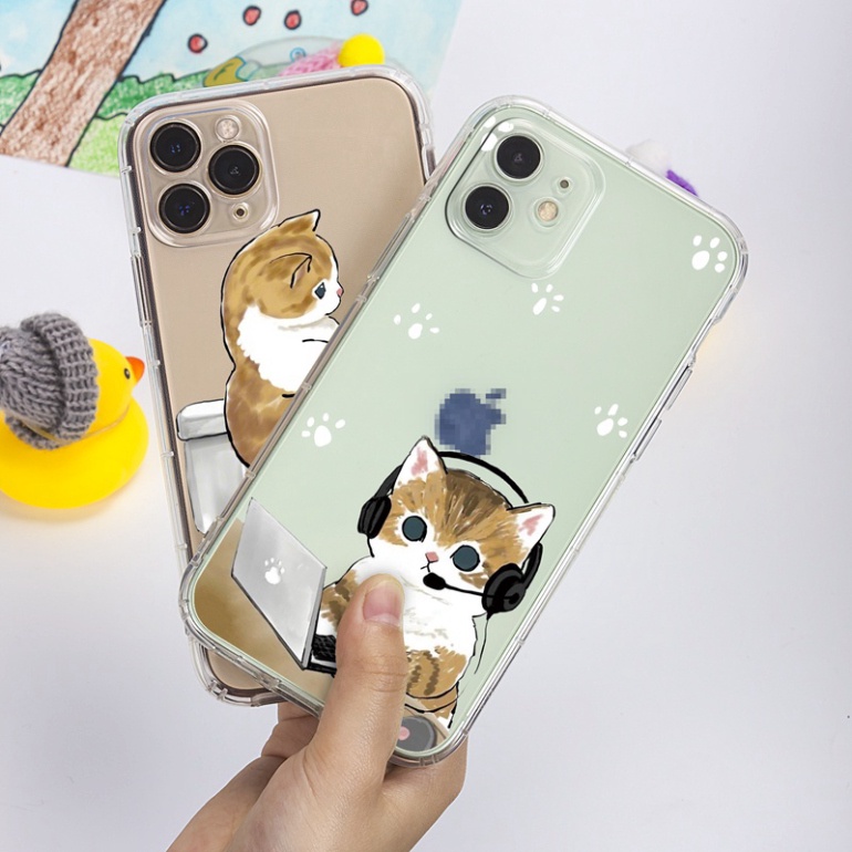 Ốp lưng iphone 6, 6s plus, 7 8 Plus, X, XS, XR, XSMAX, 11, 12, 13 PROMAX TRONG SUỐT MÈO WC, MÈO LAPTOP PKVN