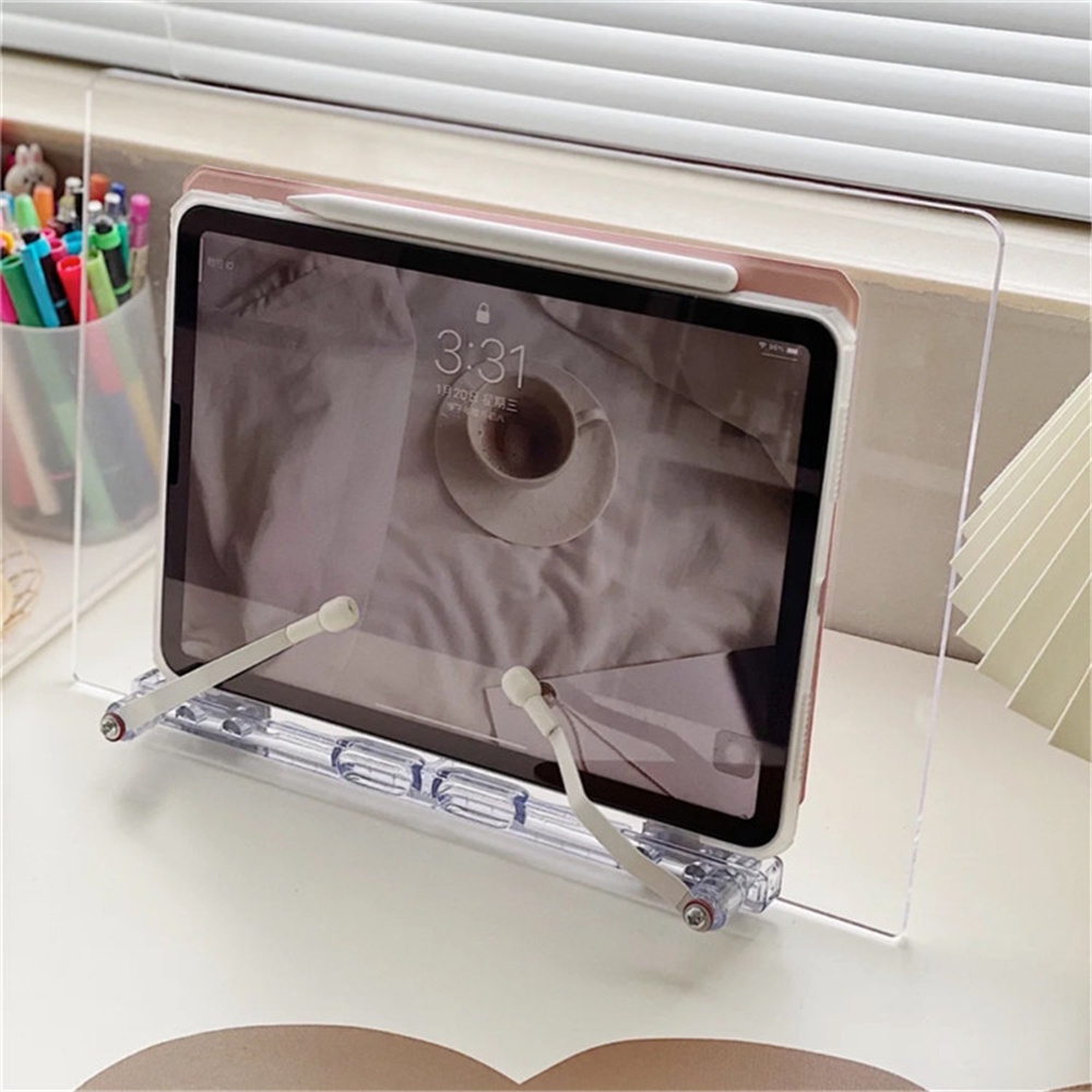 Giá Đỡ Máy Tính Bảng Làm Bằng Acrylic Trong Suốt Có Thể Điều Chỉnh Kèm Túi Đựng Cho Ipad 12.9inch