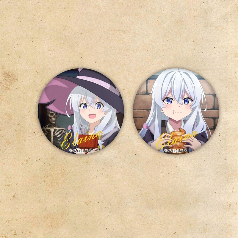 Huy hiệu IN HÌNH Majo no Tabitabi Hành trình Elaina anime chibi dễ thương tiện lợi