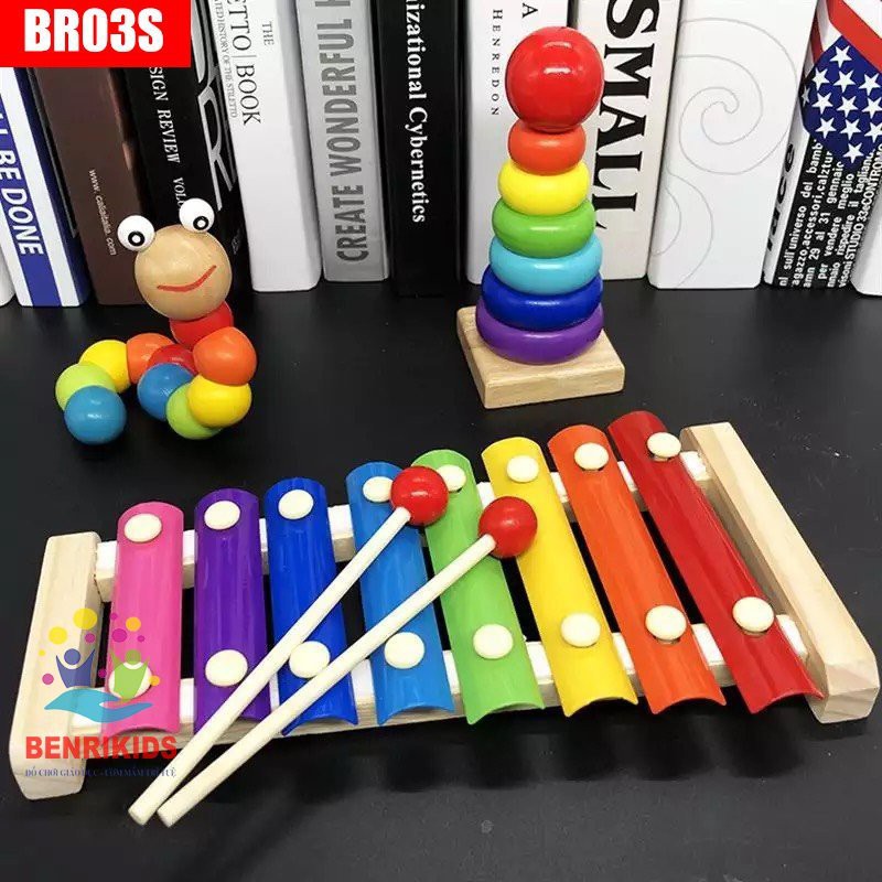 Set 3 Món Đồ Chơi Giáo Dục Cho Bé Tháp Trụ- Đàn Trơn- Sâu Uốn Dẻo BR03S