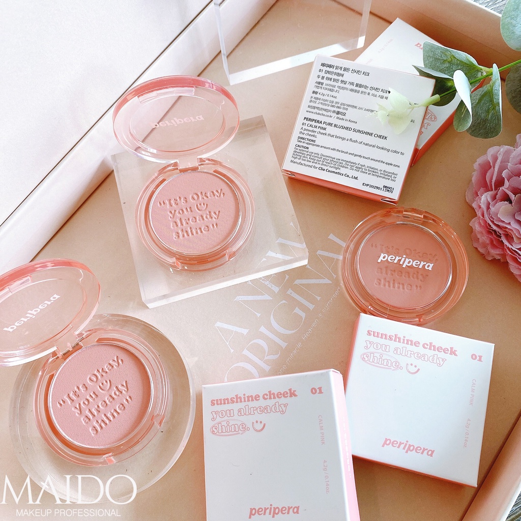 Phấn má PERIPERA PURE BLUSHED SUNSHINE CHEEK 4,2g siêu mịn nhẹ nhàng phù hợp với tất cả các loại da MAIDO COSMETICS