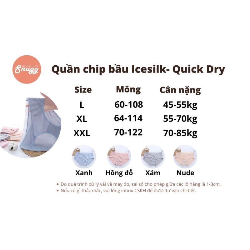 [Mã SKAMCLU7 giảm 10% tối đa 50K đơn 0Đ] Quần chip bầu Icesilk kháng khuẩn - công nghệ Quick Dry- Snugg | BigBuy360 - bigbuy360.vn
