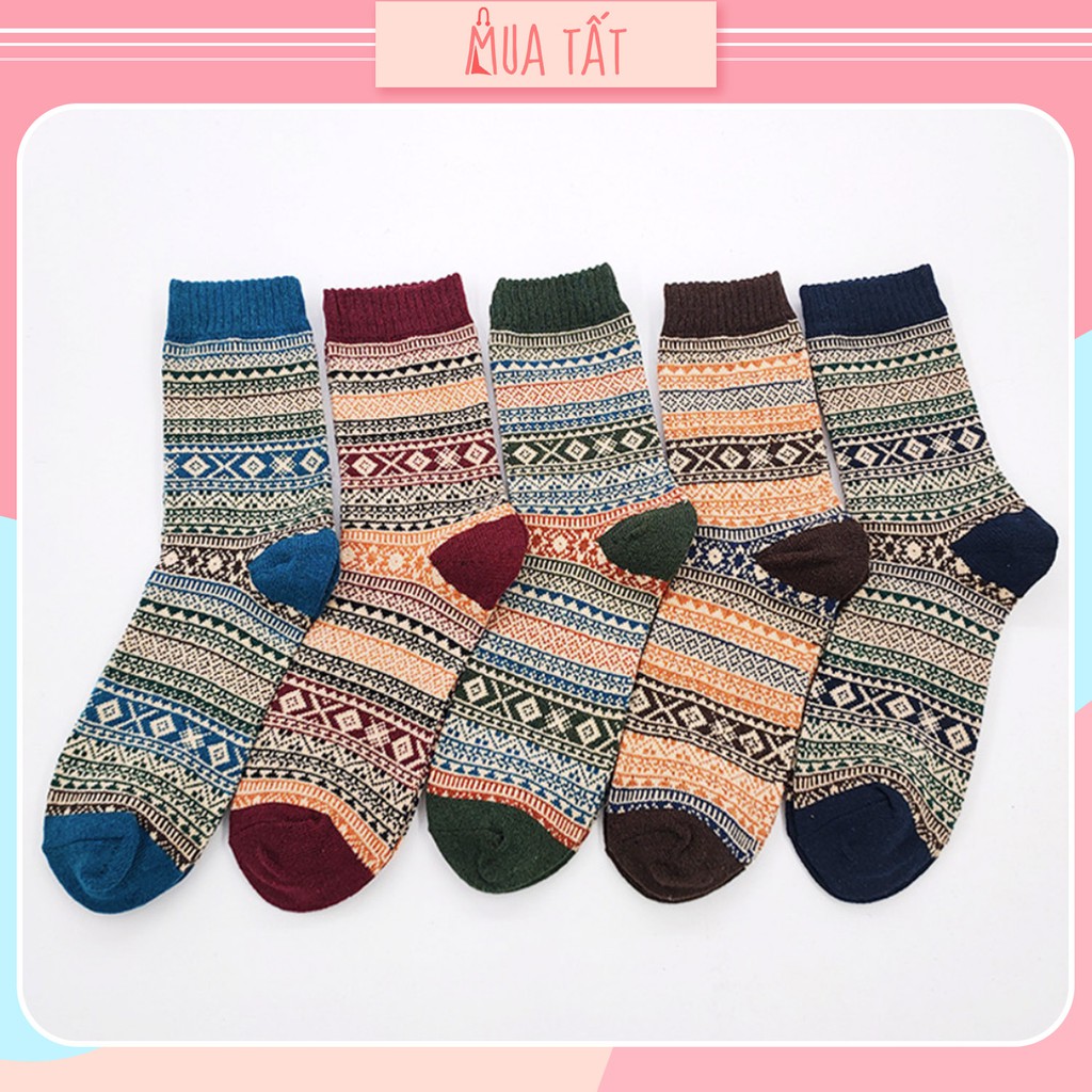 Vớ dài/ tất dài họa tiết thổ cẩm, tất dài vintage unisex nam nữ (muatatshop)
