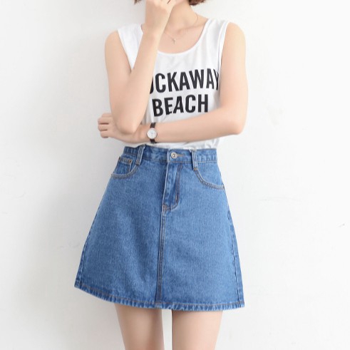 Chân váy jeans chữ A thời trang Hàn Quốc cho nữ | BigBuy360 - bigbuy360.vn