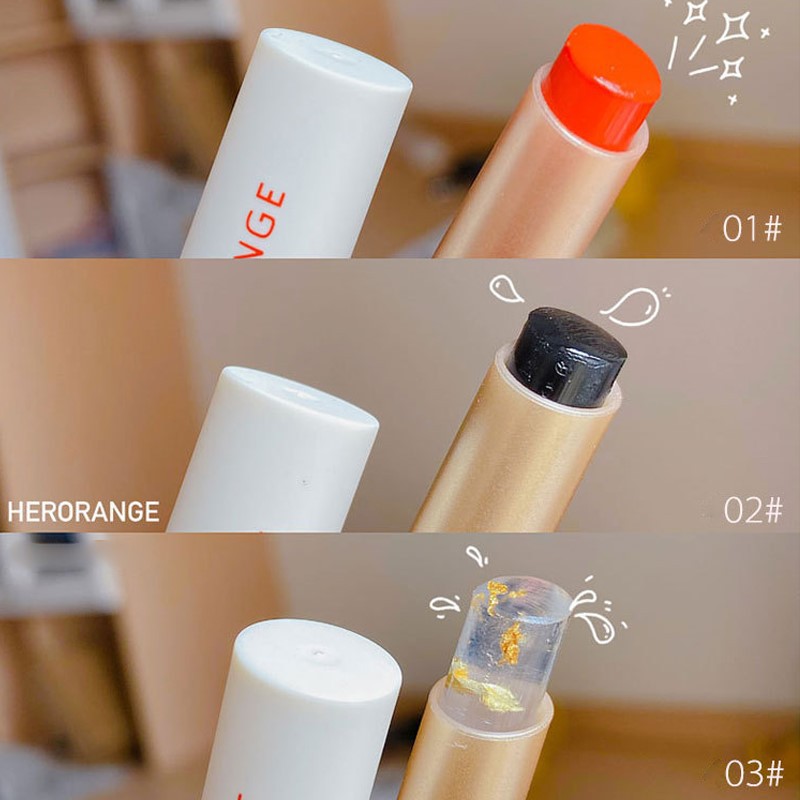 Son kem bóng HERORANGE Lava Chocolate Mirror Lip Glaze đổi màu theo nhiệt độ vỏ cam Thermochromic Lipstick HERO37