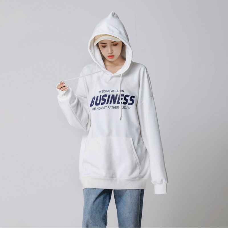 Áo hoodie cặp đôi nam nữ unisex local brand BUSINESS nỉ ngoại form rộng có mũ ulzzang hàn quốc cute zip chống nắng